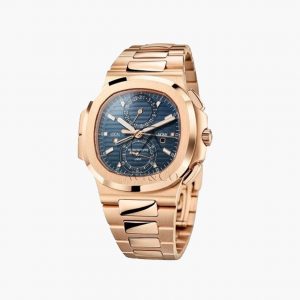Nautilus Travel Time Rose Gold Blue dial 5990